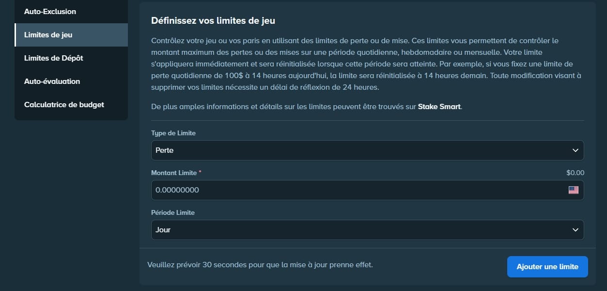 Outils de jeu responsable — limites de mise, auto-exclusion, sessions limitées