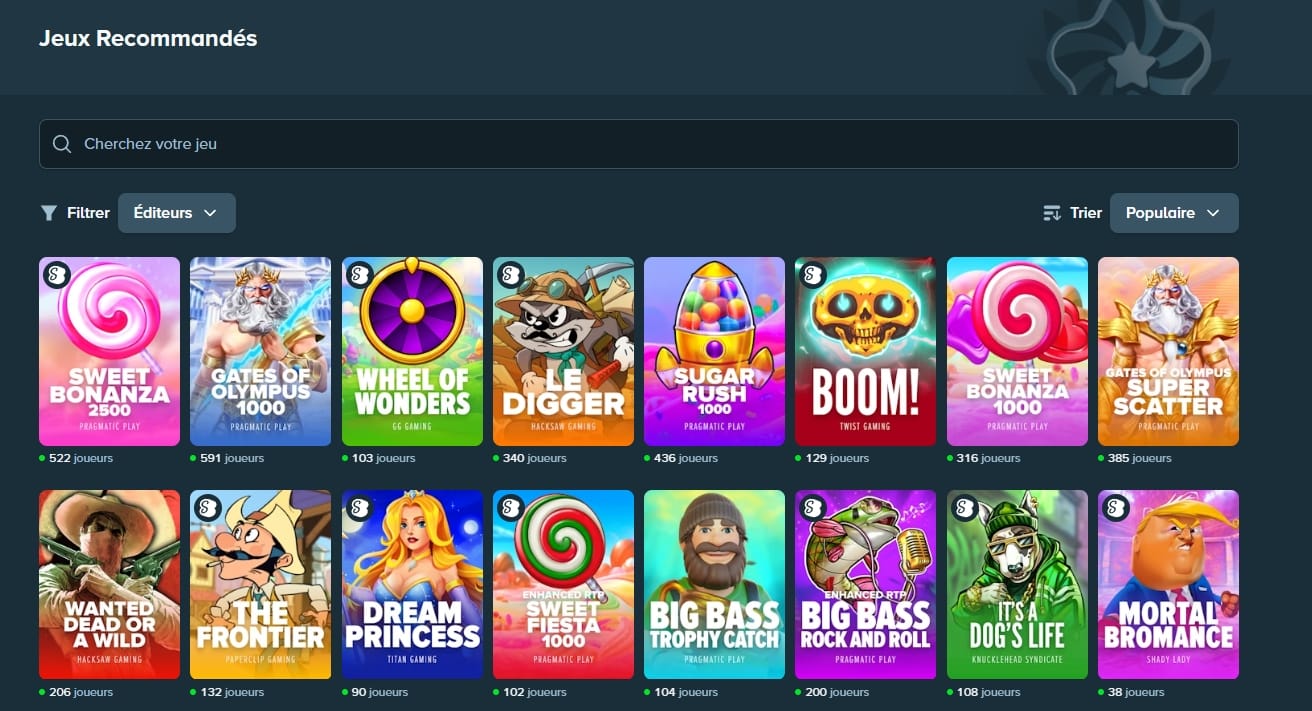 Catalogue de machines à sous Stake — Pragmatic Play, Hacksaw, Nolimit